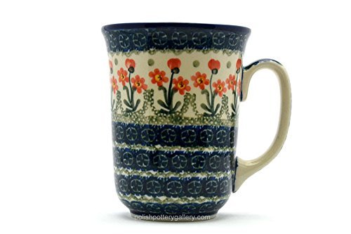 Polish Pottery Mug - 16 oz. Bistro - Peach Spring Daisy