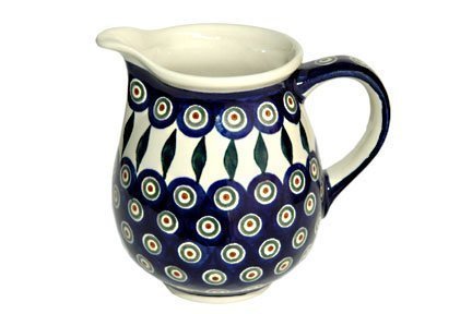 Polish Pottery Peacock Small Pitcher