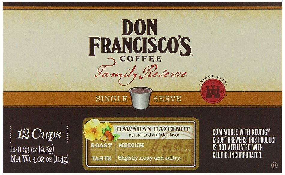 Don Francisco Coffee Family Reserve Hawaiian Hazelnut Single Serve Coffee, 12 Count (Pack of 6)