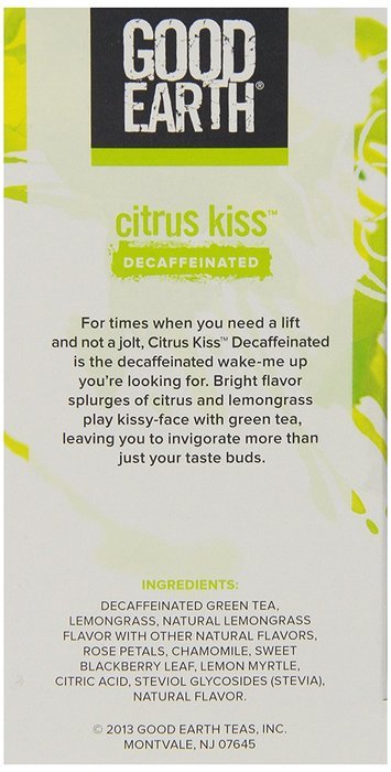Good Earth Citrus Kiss Decaffeinated Green Tea, 18 Count Tea Bags (Pack of 6) N4