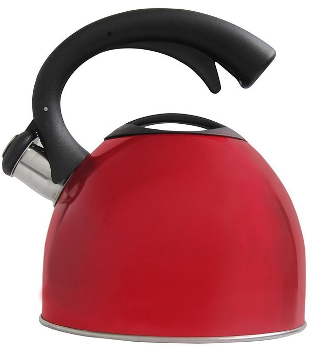 Red Stainless Steel Tea Kettle 2.5 Qt &ndash; Luxury Modern Design &ndash; Nylon Handle & Whistler &ndash; Enhance Kitchen D&eacute;cor... N2