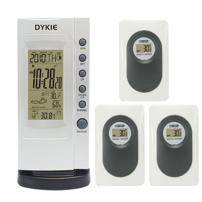 Digital table Clock Indoor Humidity Temperature Monitor Remote Sensor with Weather Station Thermometer Wireless... N3