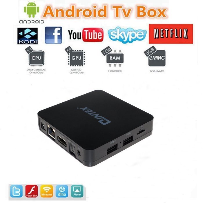 QINTEX T9S TV BOX Android TV Box Smart TV Box1G/8G S905 Quad-core Mini PC KODI Miracast 4K2K H.265 3D 2.4G WiFi...