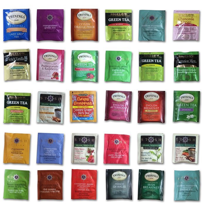 Custom Assorted Bigelow, Stash, Twining Teas (60 Count) - Variety Flavorful Sampler Caffeinated and Decaffeinated... N2