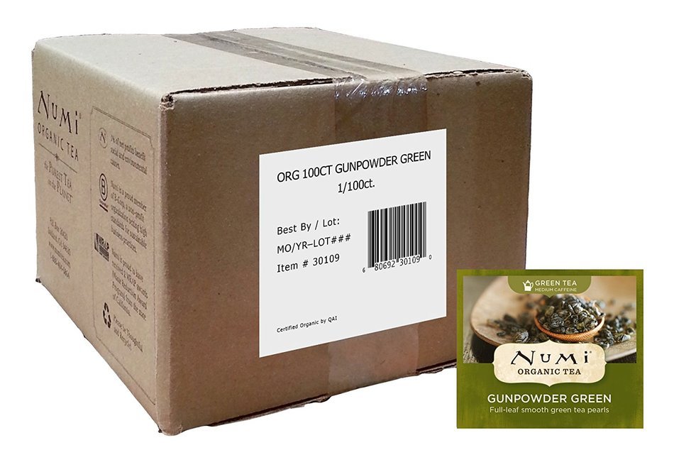 Numi Organic Tea Gunpowder Green, Full Leaf Green Tea, 100 Count non-GMO Bulk Tea Bag