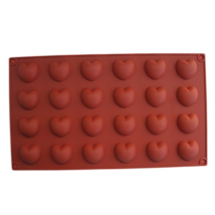 Fanhesheng 24-Cavity Mini Heart-Shaped Silicone Mold for Making Homemade Chocolate, Candy, Gummy, Jelly, and More N2
