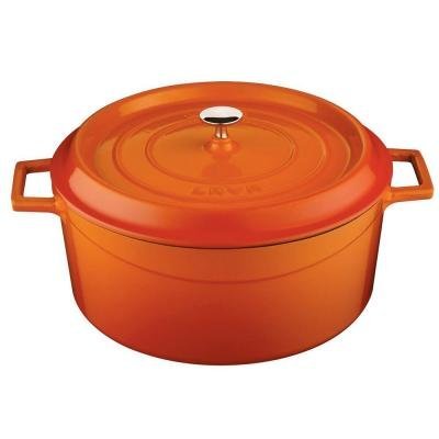 Signature 10-1/2 Qt. Enameled Cast Iron Round Dutch Oven in Orange Spice, Oven and Grill Safe Up To 500 Degrees...