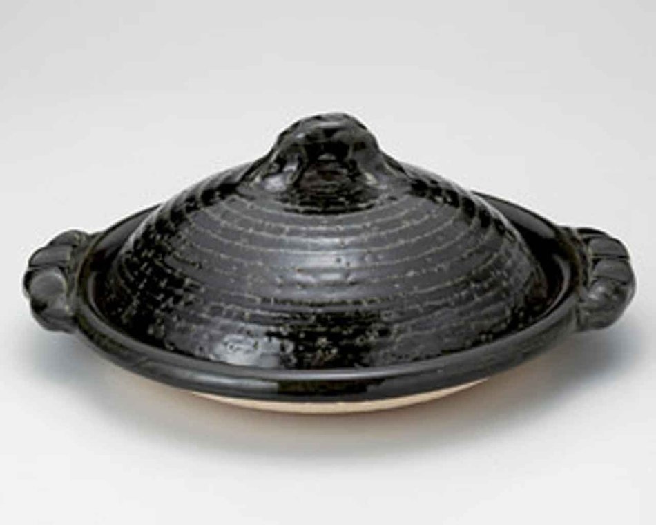 Oribe for 6-8 persons 14.8inch Donabe Japanese Hot pot Black Ceramic Made in Japan