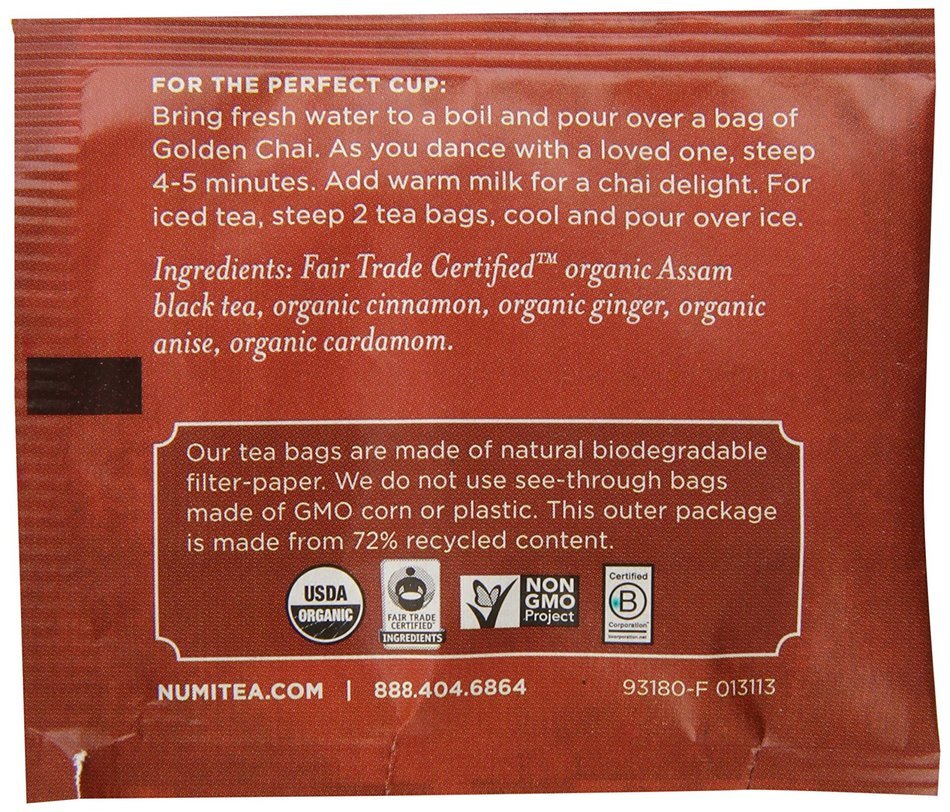 Numi Organic Tea Gunpowder Green, Full Leaf Green Tea, 100 Count non-GMO Bulk Tea Bag N11