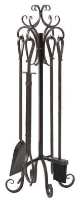 Panacea Fireplace Tool Set 5 Piece, Scroll Design 29 " X 10 " X 10 " Brushed Bronze