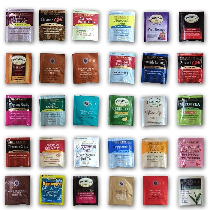 Custom Assorted Bigelow, Stash, Twining Teas (60 Count) - Variety Flavorful Sampler Caffeinated and Decaffeinated... N5