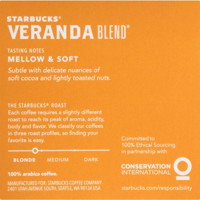 Starbucks Veranda Blend Blonde, K-Cup for Keurig Brewers, 60 Count N6