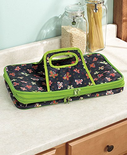 Expandable Hot/Cold Food Carrier (Black/Green Butterfly)