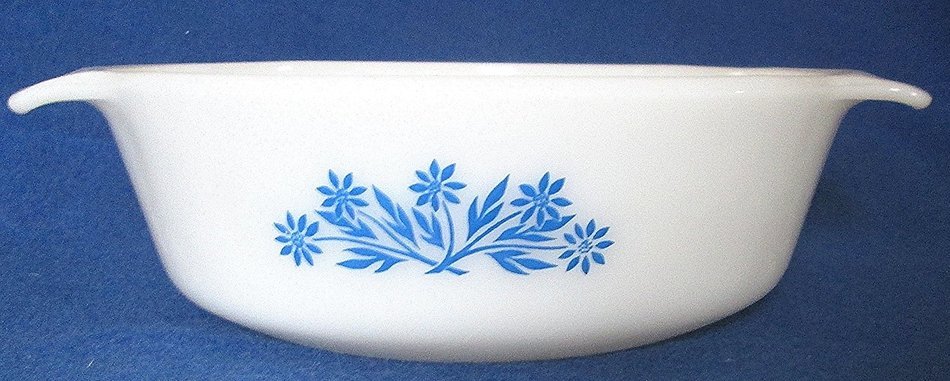 Anchor Hocking Fire King 1 Quart Casserole Blue Corn Flower #436 - 7-1/2" (NO LID) N3
