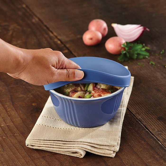 Paula Deen Savannah Collection Serve and Save 3-Piece Set Round Storage Containers with Lids, Blueberry N5