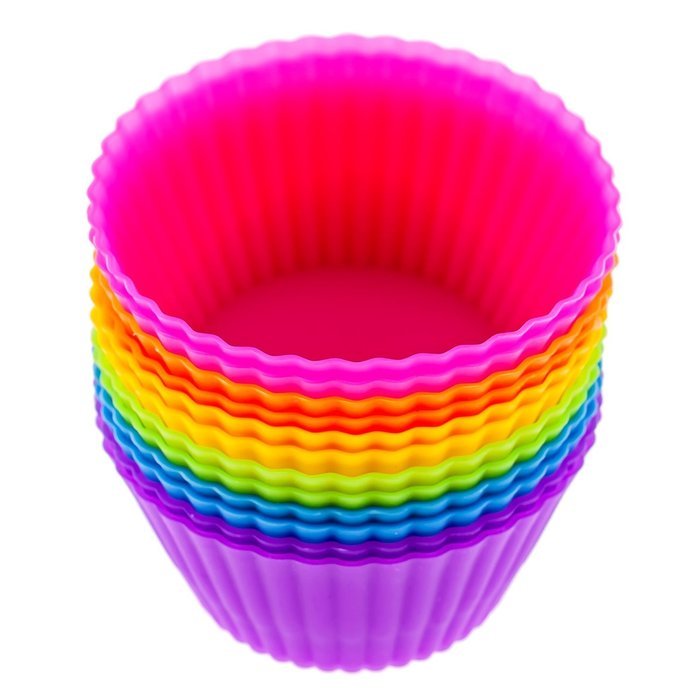 DGI MART 12pcs Round Shape Cake Mold Muffin Cups Soap Mold Pudding Jelly Cube Ice Cookie Sugar Pudding Chocolate... N4