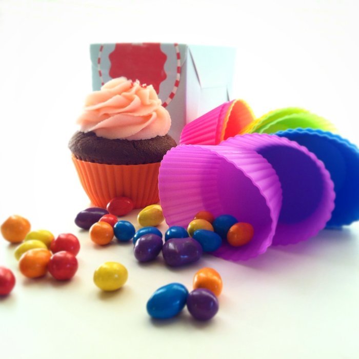 DGI MART 12pcs Round Shape Cake Mold Muffin Cups Soap Mold Pudding Jelly Cube Ice Cookie Sugar Pudding Chocolate... N6