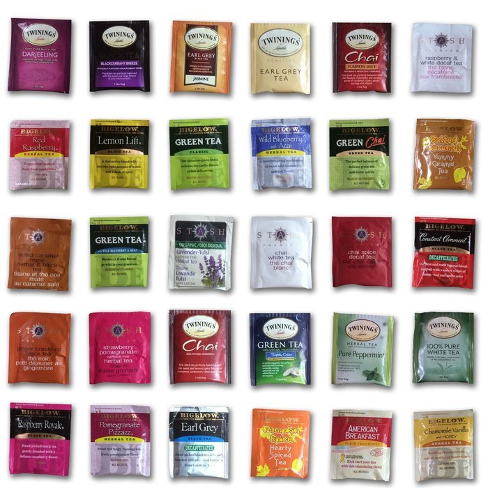 Custom Assorted Bigelow, Stash, Twining Teas (60 Count) - Variety Flavorful Sampler Caffeinated and Decaffeinated... N7