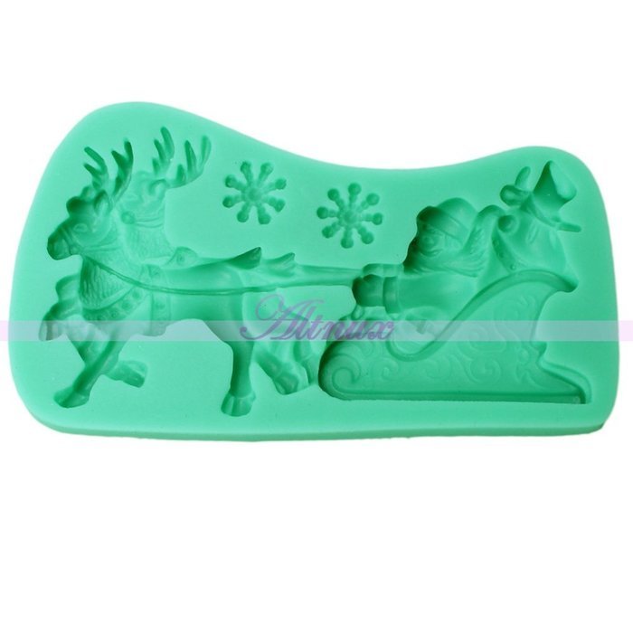 Generic Silicone 3D Father Christmas Lace Mold Fondant cake Sugarcraft Decorating Mould N3