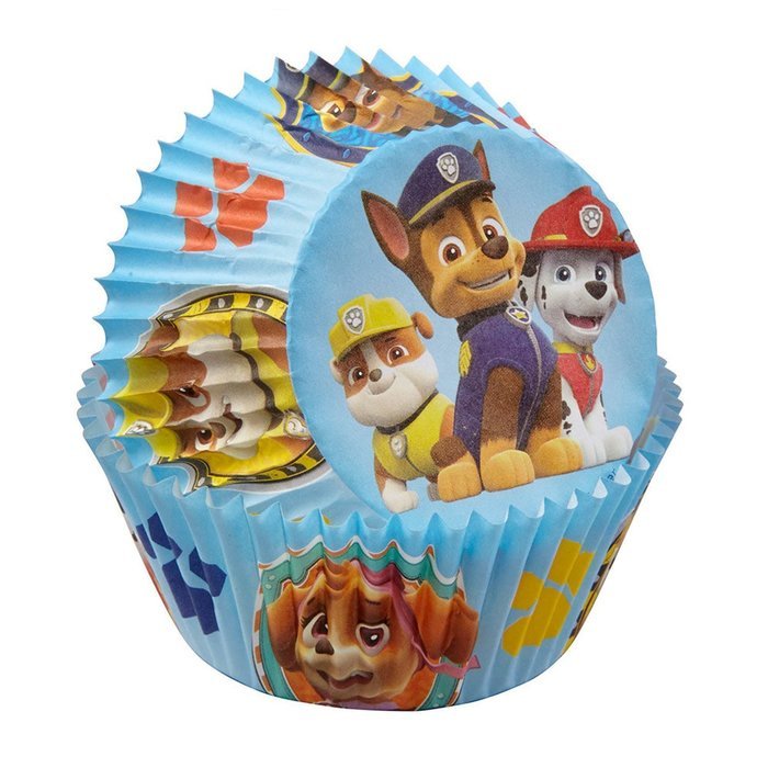 Paw Patrol Cupcake Liners (50), Paw Patrol Cupcake Picks (24), and a Fire Hydrant Cupcake Stand (Bundle of 3 Items)