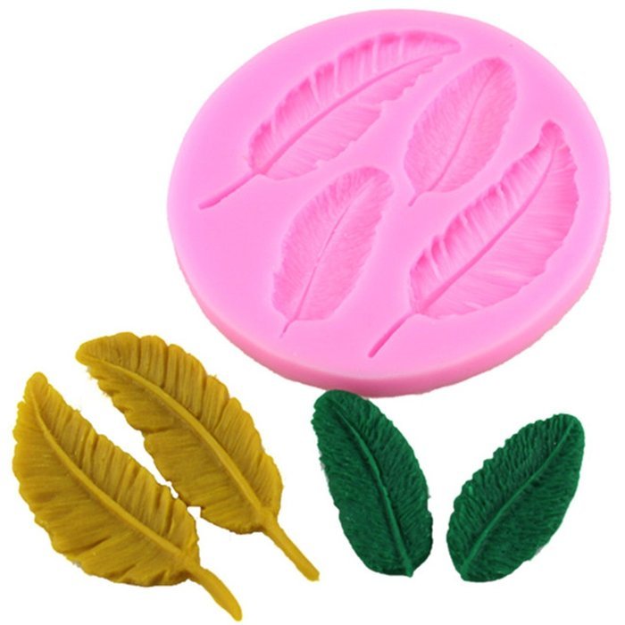 Mujiang 4 Feathers Silicone Fondant Molds Candy Making Cake Decorating Chocoloate Mould For Sugar Craft Gum Paste &hellip; N2