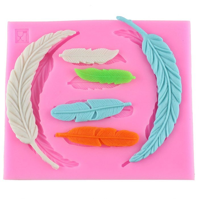 Mujiang 4 Feathers Silicone Fondant Molds Candy Making Cake Decorating Chocoloate Mould For Sugar Craft Gum Paste &hellip; N3