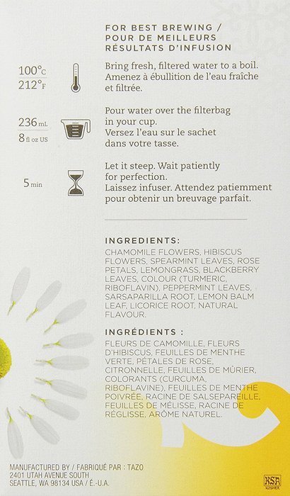 Tazo Calm-Chamomile Filter Bag Tea, 24 Count(Pack of 6) N2