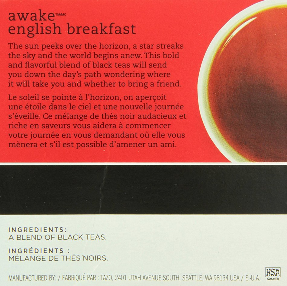 Tazo Tea K-Cup Awake, K-Cup Portion Pack for Keurig K-Cup Brewers, 10- Count (Pack of 3) N3