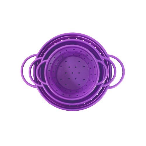 Silicone Collapsible Colanders Strainer Set (Purple) #L #M #S N3