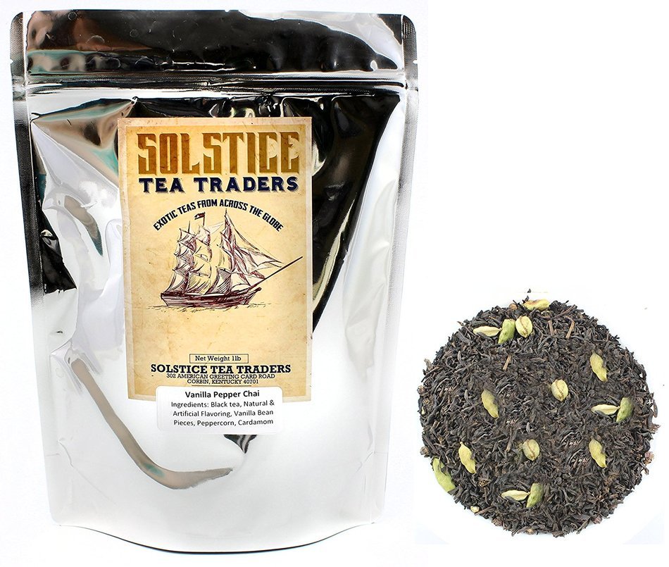 Vanilla Chai Tea, Loose Leaf Peppered Vanilla Chai W/ Real Ground Vanilla, 16oz Bag Makes 170+ Cups