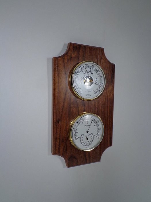 Solid Walnut Barometer Thermometer and Hygrometer Weatherstation