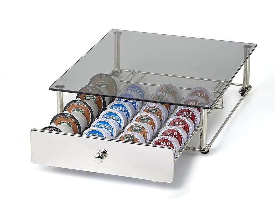 NIFTY KB6590 Glass Top Storage Drawer for Keurig 2.0, Chrome N2