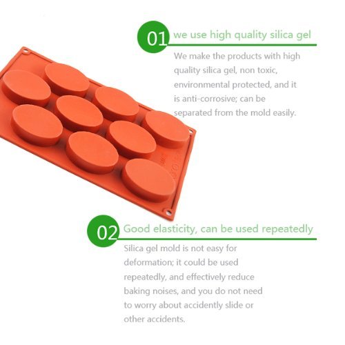 2win2buy 9-Cavity Oval Silicone DIY Mold Cake Bread Soap Cheese Cornbread Muffin Mold N3