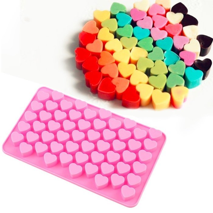 Chichic Mini Heart 55 Cavity Silicone Ice Cube Trays, Chocolate Mold, Gummy Mold, Candy Mold, Jello Mold N3