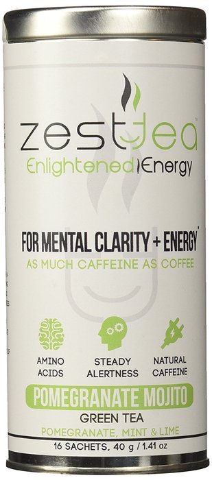 Energy Tea - High Caffeine Mojito Green Tea - 140 Mg Of Caffeine Per Bag (16 Tea Sachets) N8