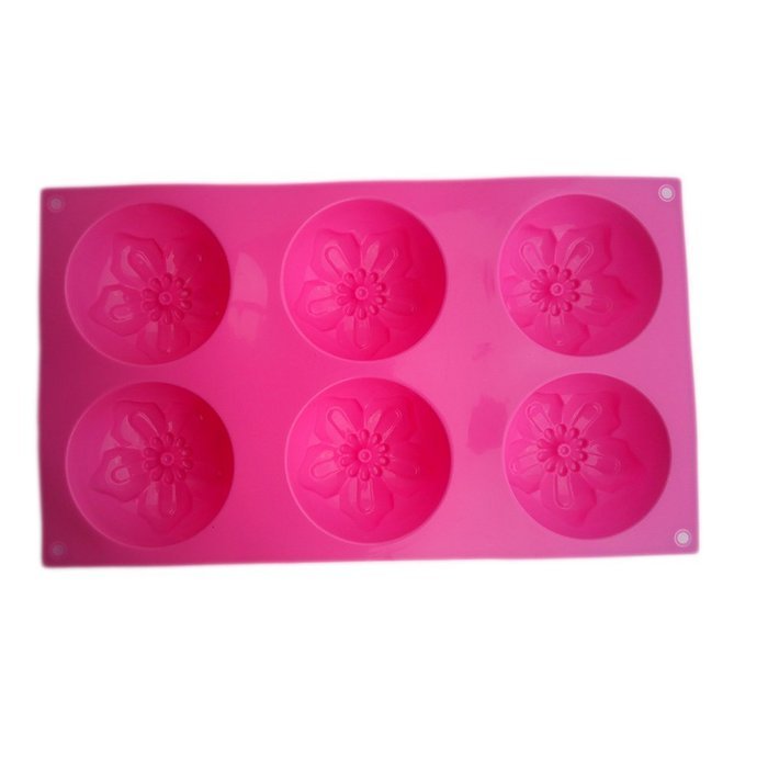 Fanhesheng 6 Cavities Silicone Baking Mold Cake Pan Handmade Biscuit Mold Flower Molds Color Random