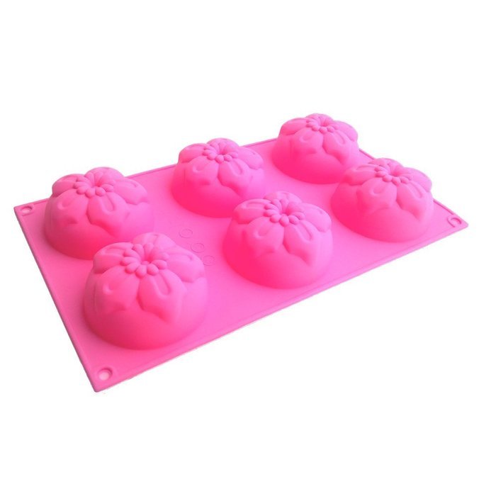 Fanhesheng 6 Cavities Silicone Baking Mold Cake Pan Handmade Biscuit Mold Flower Molds Color Random N2