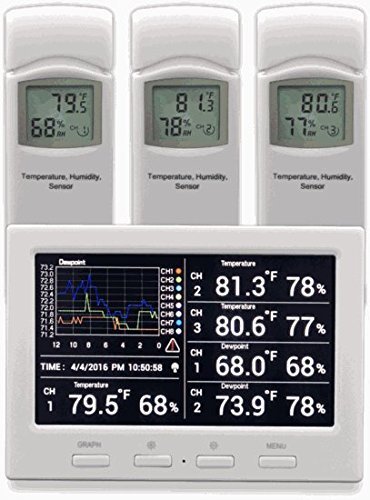 Ambient Weather WS-3000-X5 Wireless Thermo-Hygrometer with Logging, Graphing, Alarming, Radio Controlled Clock... N6