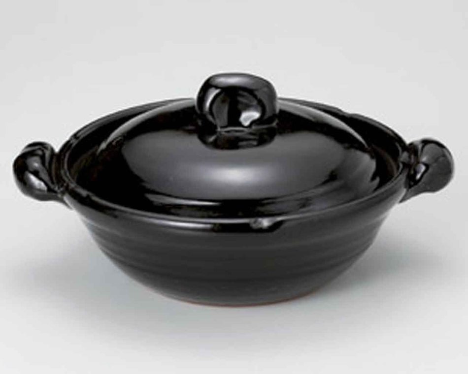 Black-Glaze for 5-6 persons 13.4inch Donabe Japanese Hot pot Black Ceramic Made in Japan