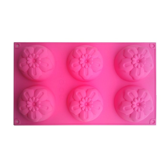 Fanhesheng 6 Cavities Silicone Baking Mold Cake Pan Handmade Biscuit Mold Flower Molds Color Random N3