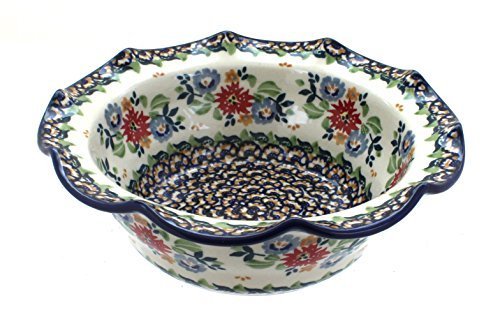 Polish Pottery Red Sunset Small Scallop Bowl