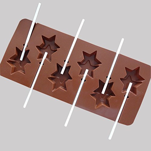 Six double-pointed star lollipop Silicone cake mold Pan 9.3"x4.1"x0.47" Color At Random N2