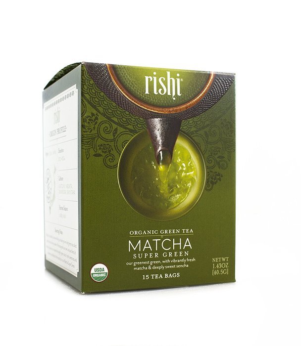 Rishi Tea Organic Matcha Super Green Tea Bags, 15 Count (Pack of 6)