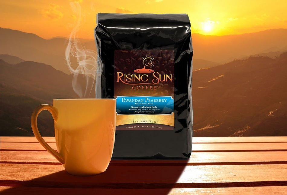 Rising-Sun Rwanda Peaberry, Roasted Coffee Bean - 1 Pound