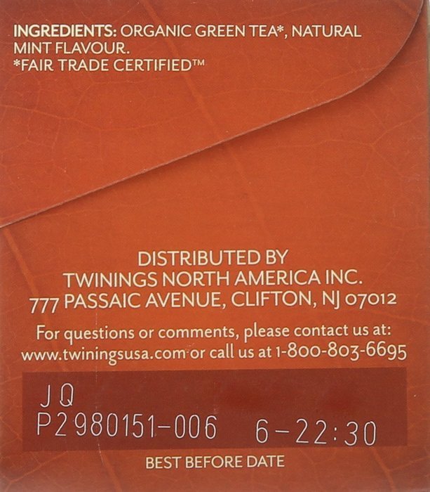 Twinings Green with Mint Organic, 20 Count N2