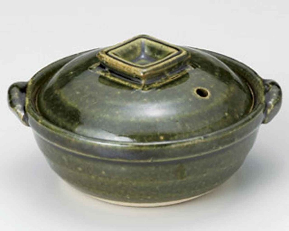 Oribe for 1-2 persons 5.5inch Donabe Japanese Hot pot Green Ceramic Made in Japan