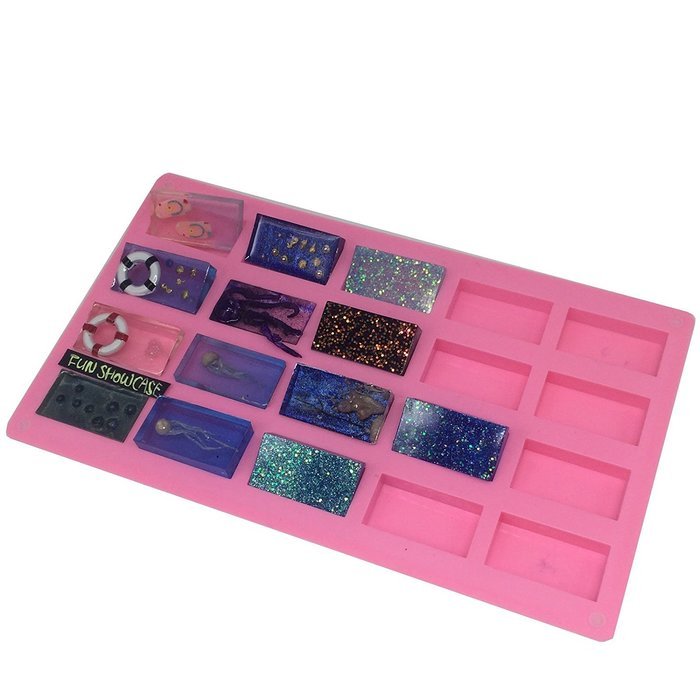 Funshowcase 20 Cavities Rectangular Muffin Cake Pan Soap Chocolate Bar Silicone Mold N3
