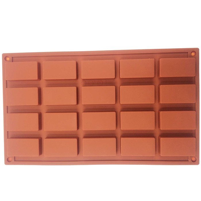 Funshowcase 20 Cavities Rectangular Muffin Cake Pan Soap Chocolate Bar Silicone Mold N4