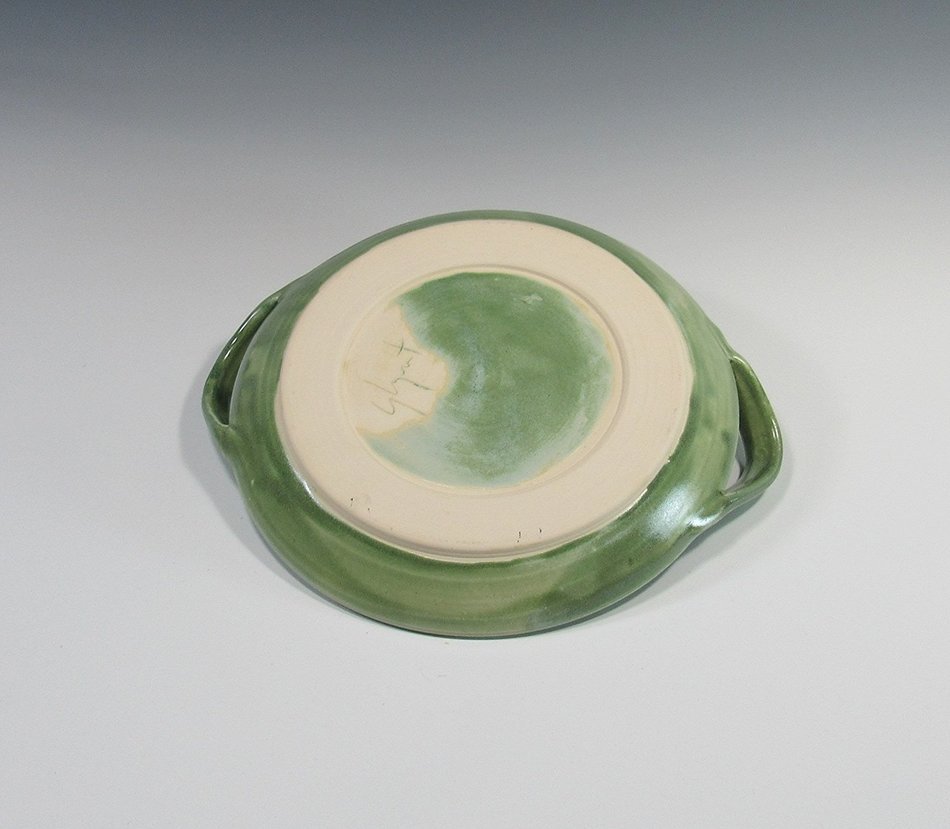 Serving Plate with handles in green glaze N6