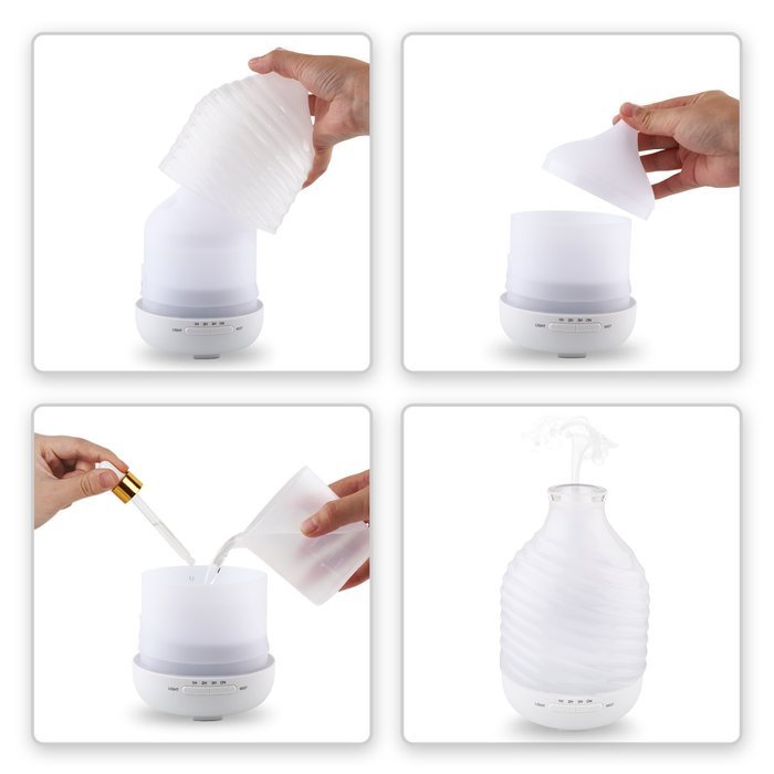 Aiho Deik Essential Oil Diffuser, 200ml Glass Cover Aroma Humidifier Whisper Quiet 4 Timer Modes & 7 Color LED... N2
